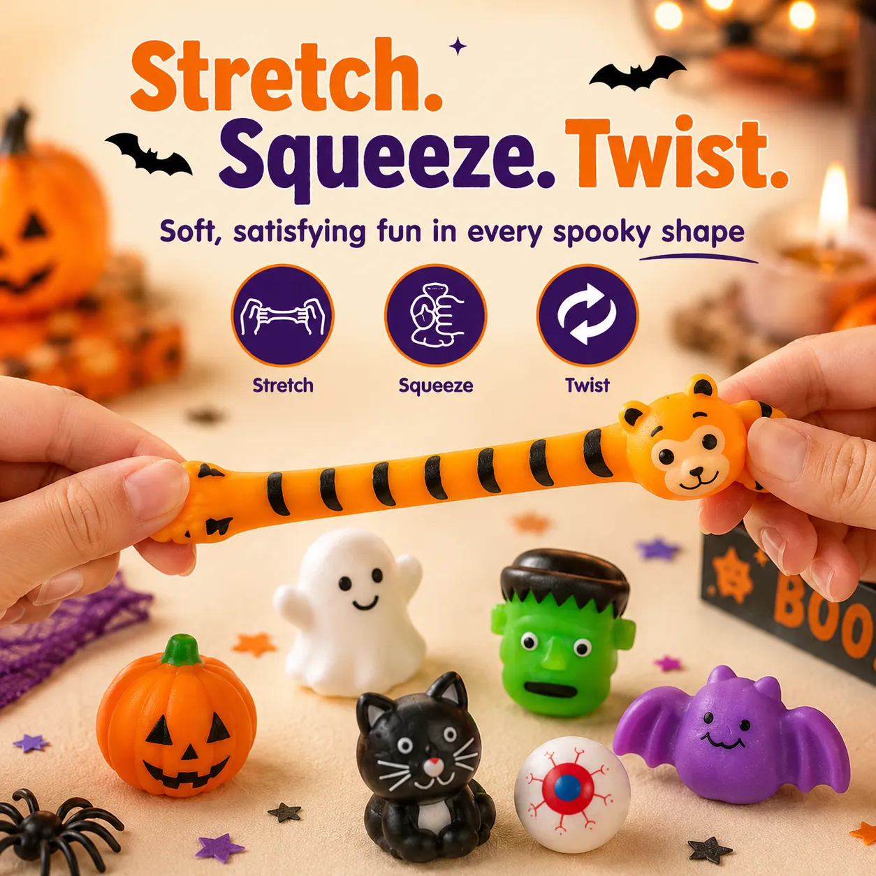 Stretch squeeze twist mochi toy
